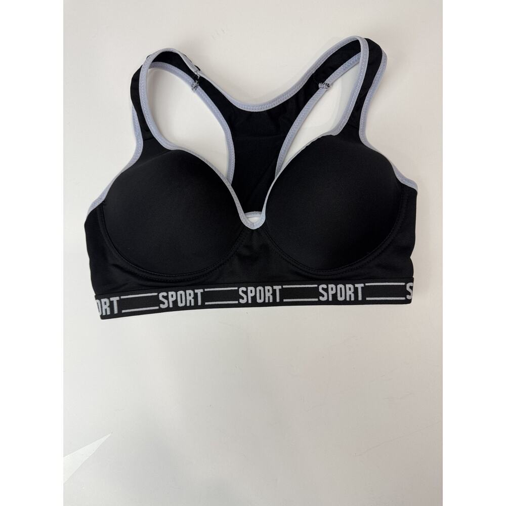 BodyForm Sports Bra Black Racerback Athleisure Sporty 36C